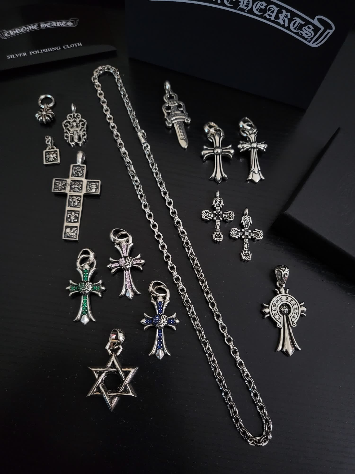 Chrome Hearts Silver Cross Pendant Set